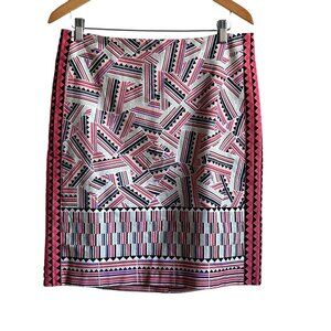 Nic + Zoe Globe Trotter Pencil Skirt Tribal Geometric Print Multicolor Womens 10